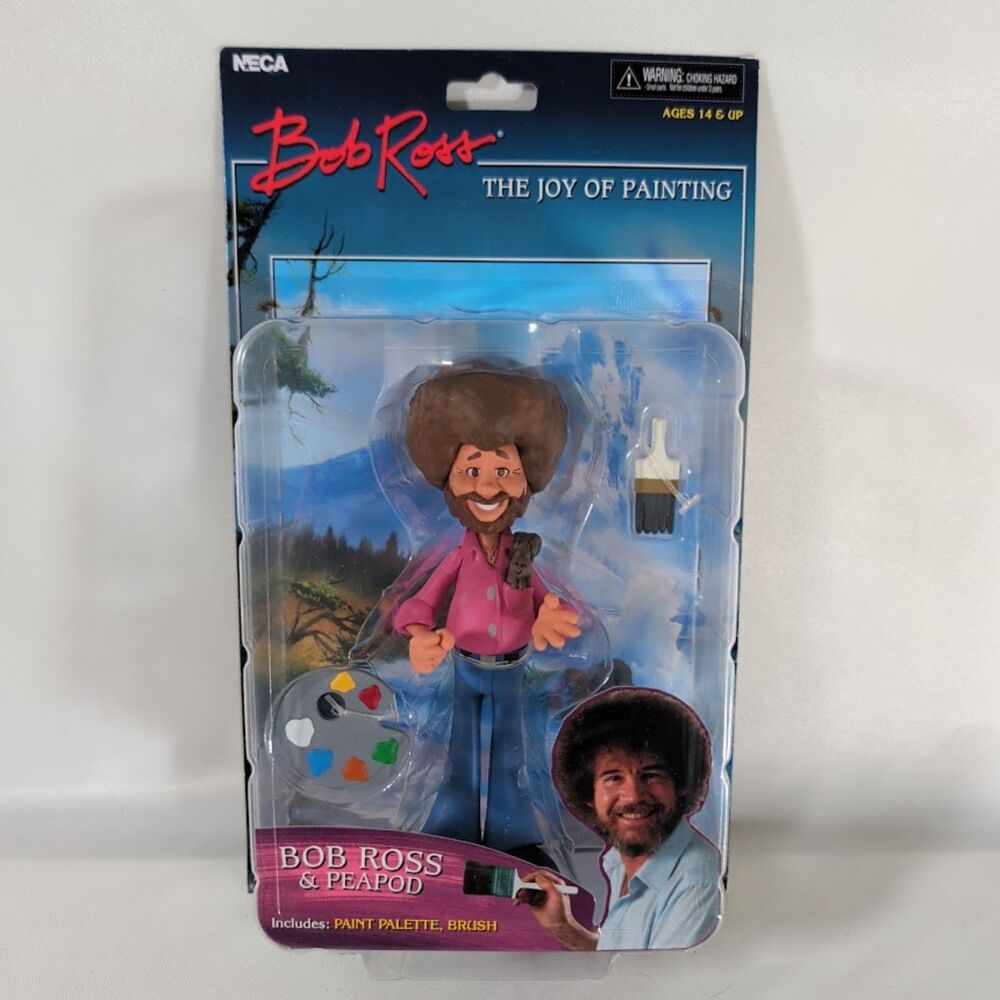 Bob Ross & Peapod NECA The Joy of Painting Action Figure Sealed New 2016